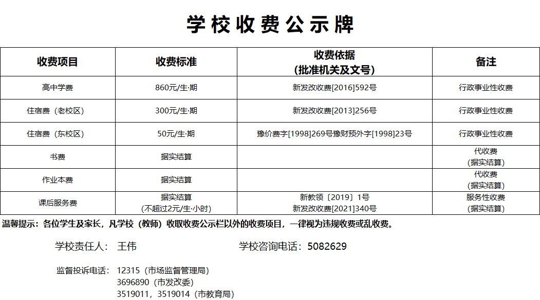 收费公示